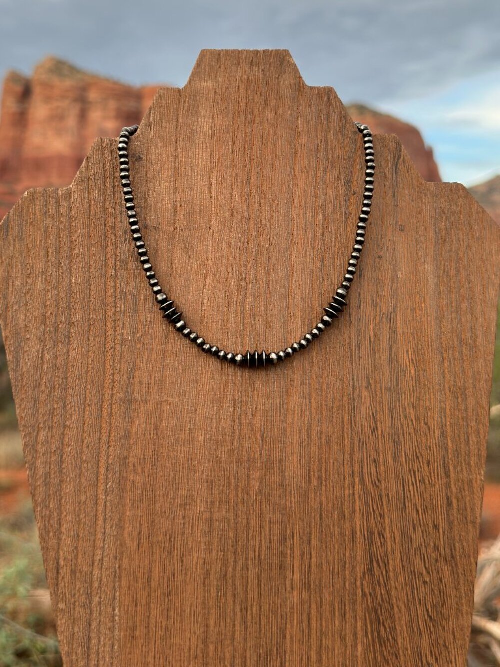 Handmade Triple Saucer Brushed Steel Western Pearl Choker Necklace 14 inch
